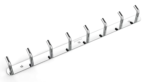 Image of Plantex Stainless Steel Towel Hangers /Bathroom Robe Hooks /Wall Hooks for Hanging Cloth /Wall Hook Rack /Hook Rail for Hanging Keys - 8 Hooks (Pack of 1, Chrome)