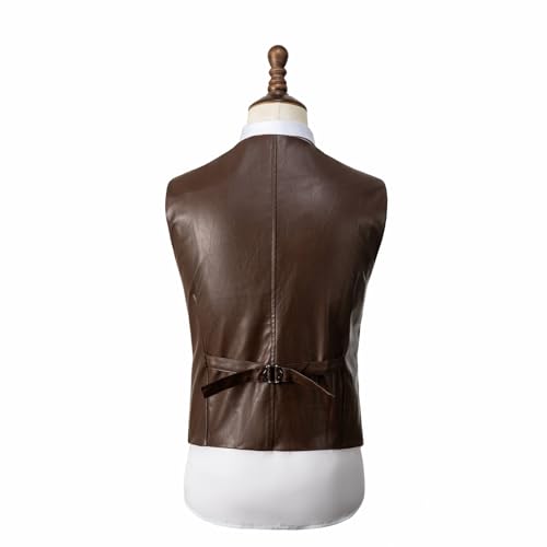 Men's Leather Suit Vest Casual Slim Fit Western Vest Jacket V-Neck Dress Vest Waistcoats4