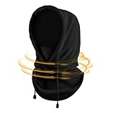 [AutoGo] 防寒ネックウォーマー 【4Way・高機能断熱フリース素材・360°保温防風】 裏毛 柔らかい フードウォーマー 目出し帽 フェイスマスク バラクラバ冬用 暖かさ 厚手 調節可能 二重構造の防風・防寒性能 通気性 ヘッドウォーマー スノーボード 釣り 自転車 バイク 登山 男女兼用 【ブラック】