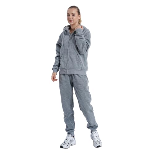 LeeHanTon Ladies Jogging Suits Sets Loose Fit Fuzzy Sherpa Fleece