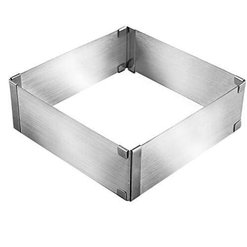 Utooo Stainless Steel Adjustable Square Cake Ring Mold, 6 to 12 Inch Cake