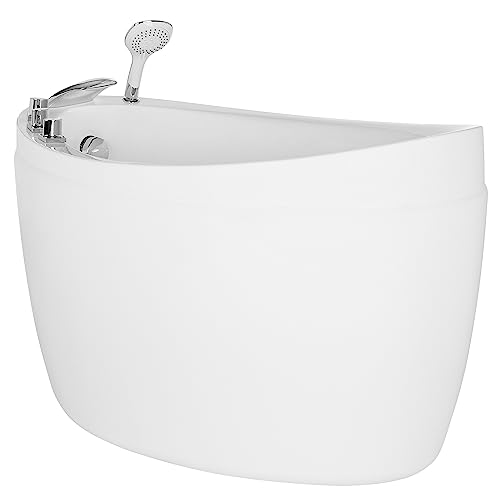 Empava 59 In. Left Drain Oval Deep Soaking Freestanding Bathtub In White #TOP2