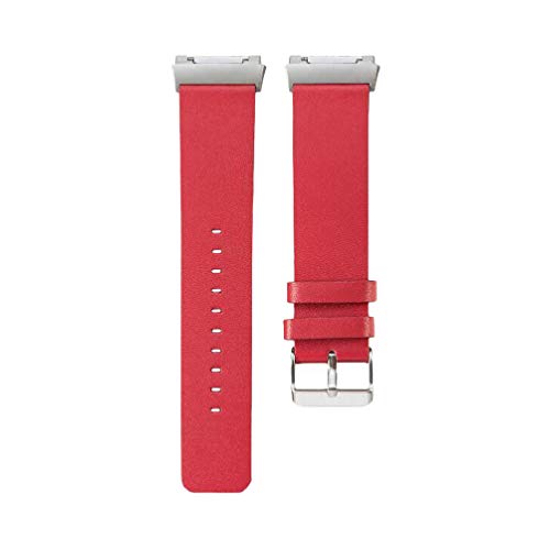 Hemobllo Correa De Cuero Para Reloj Inteligente Repuesto Compatible Con Fitbit Ionic Correa De Pulsera De Cuero Color Roja Para Uso Diario