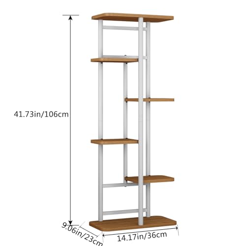 Image of LINZINAR Plant Stand 6 Tier 7 Potted Multiple Flower Pot Holder Shelf Indoor Outdoor Planter Display Shelving for Patio Garden Corner Balcony Living Room (6 Tier-7 Potted, White)