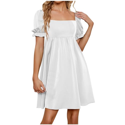 GSPCLAM Beach Dresses for Women 2024 Vacation Comfy Fashion Casual Square Neck Dress Trendy Loose Fit Ruffle Tiered Sundress