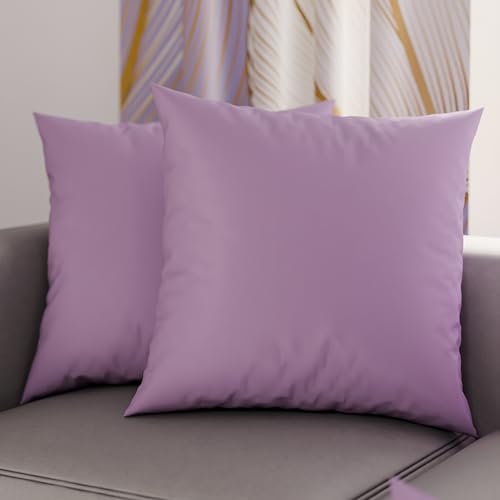 PETTI Artigiani Italiani - Lot de 2 Taies d'oreiller de Lit 65x65 cm, Housses de Coussin Unies Couleur Lilas, Taie Oreiller 100% Microfibre Hypoallergénique,...