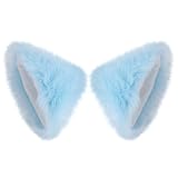 BAOBAO Cat Fox Long Fur Ears Hair Clip Headwear Neko Cosplay Halloween Costume(Sky Blue)