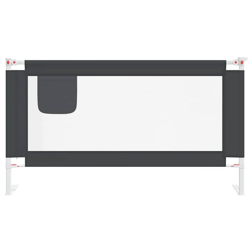 Kleinkind-Bettschutzgitter Dunkelgrau 150x25 cm Stoff höhenverstellbar, atmungsaktives Sicherheit Netz, klappbar, tragbar, geeignet für Familienbett, Kinderbett, Reisebett