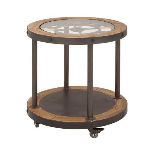 Deco 79 Antique Colonial Vintage Metal Wood Clock, Side Table 24" x 24" x 25", Brown
