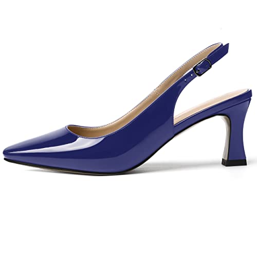 SKYSTERRY Women's Dating Casual Slingback Square Toe Slip On Patent Spool Mid Heel Pumps Shoes 2.5 Inch2