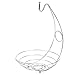 Yardwe Silver Fruit Basket with Banana Hanger Hook, Fruit Bowl Holder with Banana Hook Display Rack, Kitchen Metal Fruit Bowl Basket Metal Fruit Bowl