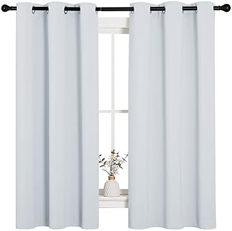 NICETOWN Window Treatment Thermal Insulated Grommet Room Darkening Curtains Drapes for Bedroom(2 Panels,42 by 63,Platinum-Greyish White)