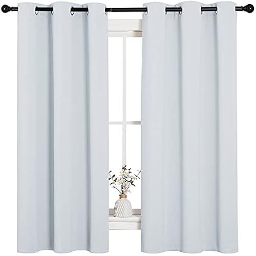 NICETOWN Window Treatment Thermal Insulated Grommet Room Darkening Curtains Drapes for Bedroom(2 Panels,42 by 63,Platinum-Greyish White)