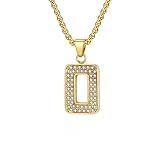 HIJONES Collar Número Circonita para Mujer Hombre Colgante Acero Inoxidable Cadena Joyería Oro 0