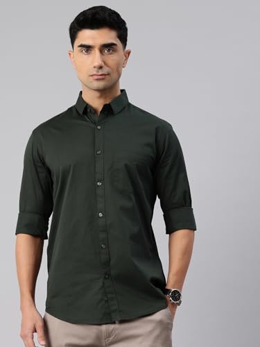 Image of Majestic Man Men's Cotton Slim Fit Solid Casual Shirt