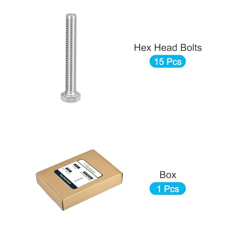 Image of METALLIXITY Hex Head Bolts (5 /16-18 x 2-1 /2 inch) 15Pcs, 304 Stainless Steel 18-8, Fully Threaded, External Hex Drive, Plain Finish, Hex Head Screw Bolt, Silver