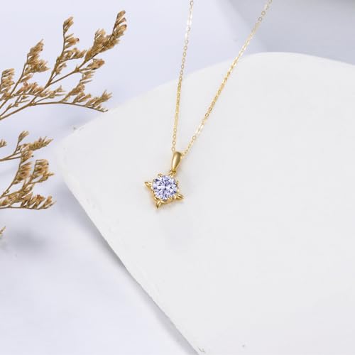 Birthstone Pendant Necklaces 14k Real Gold Necklaces for Women Gemstone Birthstone Anniversary Birthday Mother's Day Valentine Necklaces for 16+2 inch Chain3
