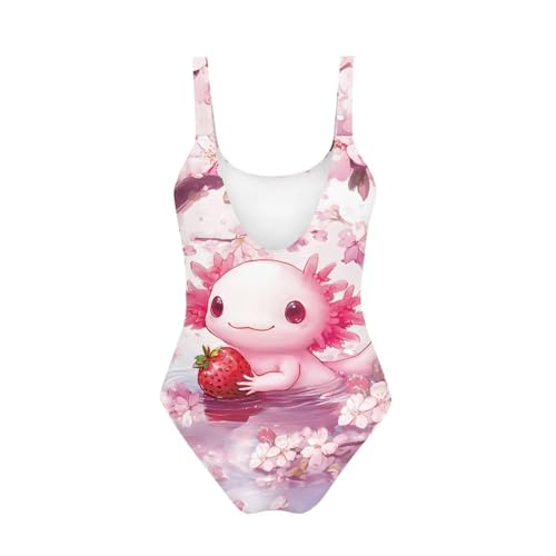 Image of One Piece Bathing Suit for Teen Girls Comfy Crewneck Backless Bathing Suit
