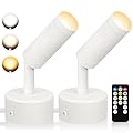 URTOM Dimmable LED Spot Lights Indoor, Remote Controlled with Timer, 3W Plug-in Up Lights, 3000K/4000K/5000K Uplighting Indoor Spotlight for Accent Lighting Plants or Artwork, 2 Pack