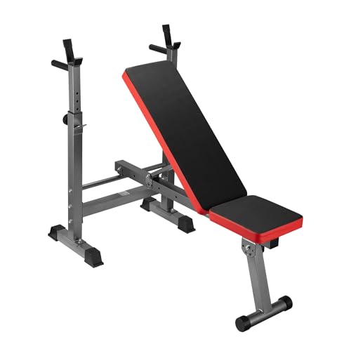 Wiltec Panca per pesi pieghevole per max 230kg Panca fitness 2in1 inclinata e piana Porta bilanciere