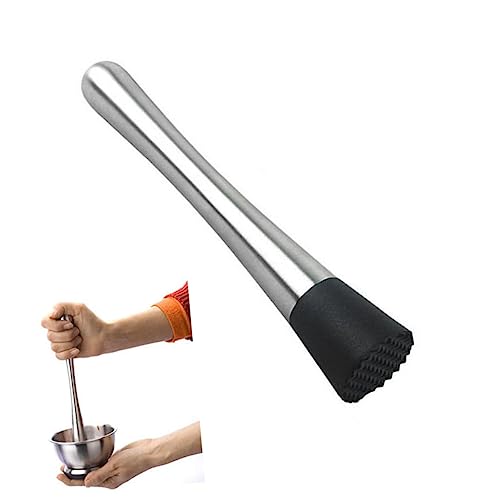 OUNONA Stick Masher Stainless Steel Wine Stirrer Cocktail Bar Cocktail Muddler Stainless Steel Cocktail Stick Ice Crusher Stick re-usable