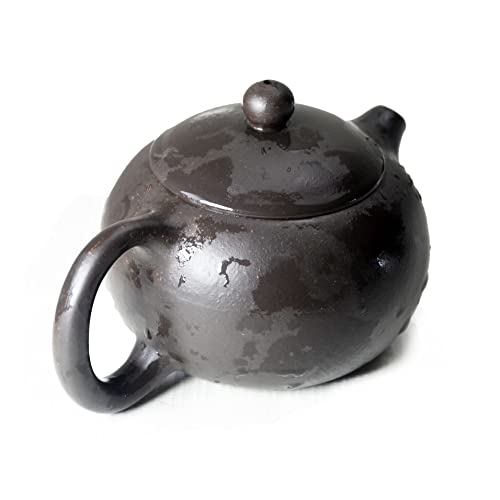 Image of Chinese Clay Teapot 6.7Oz Handmade Xishi Zisha Tea Pot Black Gold Sand Spherical Filter Kungfu Tea Set