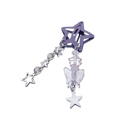 Women Girl Sweet Moon Star Fringe Snap Clip Fashion Star Barrettes Ornament