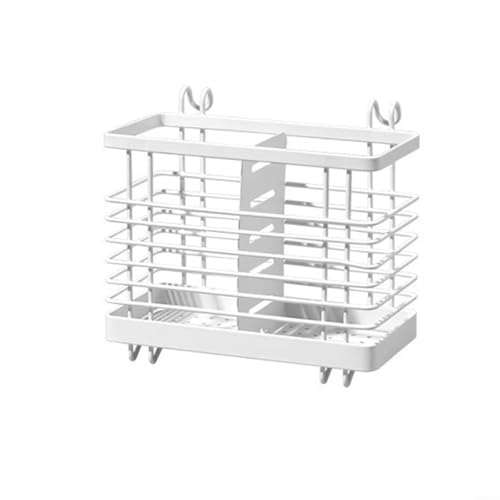 Filteilect Support de baguettes en acier inoxydable, support mural pour ustensiles, couverts, planches à découper – Base ventilée à suspendre (blanc)