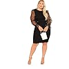 SheIn-Womens-Plus-Size-Elegant-Mesh-Contrast-Pearl-Beading-Sleeve-Stretchy-Bodycon-Pencil-Dress SheIn Women's Plus Size Elegant Mesh Contrast Pearl Beading Sleeve Stretchy Bodycon Pencil Dress Black XX-Large Plus
