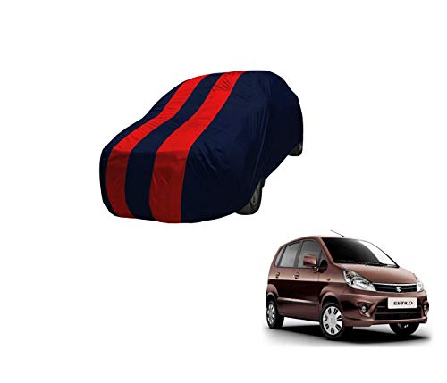 Image of Auto Hub Car Cover Compatible with Maruti Estilo with Mirror Pocket,Triple Stitched, Weather Proof, Estilo Car Cover- Navy-Red