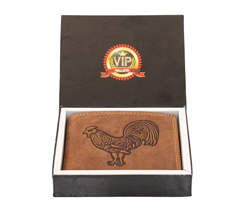 Rooster Bifold Genuine Leather Brown Men's Wallet, Bifold Style Cartera de Hombre Gallo3