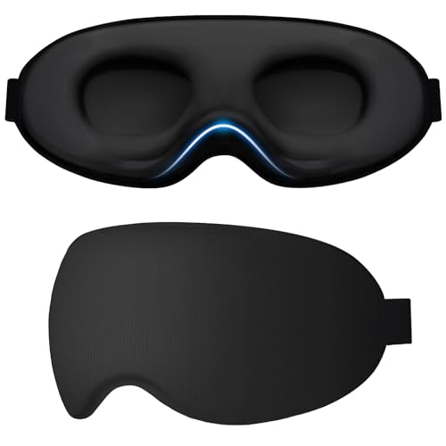 Gritin Schlafmaske für Seitenschläfer Damen & Herren, 3D Upgrade Bequem Schlafbrille mit Verstellbar Gummiband, Hautfreundlich Lichtblockierend, Ergonomische Augenmaske für Schlaf, Reisen, Flug usw.
