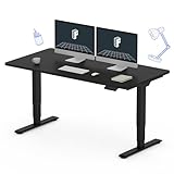 FLEXISPOT E6 Essential Standing Desk Dual Motor 3 Stages Whole-Piece Electric 55x28 Inch Height Adjustable Desk Home Office Desk (Black Frame + Black Desktop, 2 Packages)