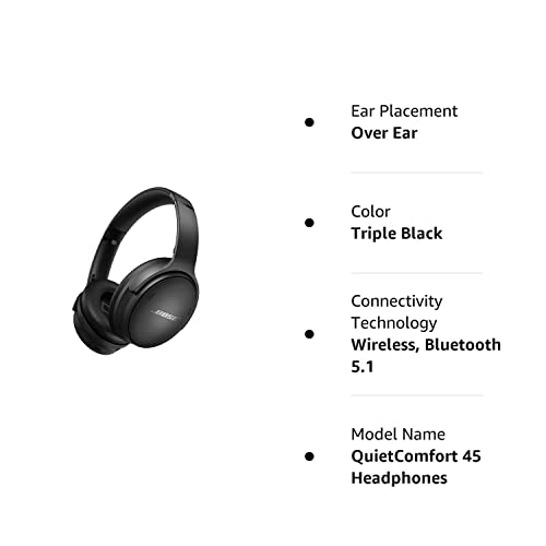 Bose Quietcomfort 45 Bluetooth Wireless Noise Cancelling Headphones - Triple Black (Renewed) #TOP7