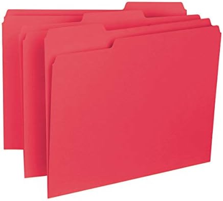 Smead Interior File Folder, 1/3-Cut Tab, Letter Size, Red, 100 per Box (10267)