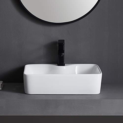 White Bathroom Sink Above Counter Ceramic Bathroom Vanity Sink Bathroom Sink Art Basin (19-1/4 Rectangle) - Thumbnail 5