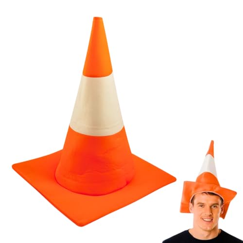 Navoys Traffic Cone Hat - Unisex Party Hats for Adults, Hen and Stag Do Party Accessories, Silly Funny Novelty Hat, Orange and White Fancy Dress Road Cone, Halloween Costumes