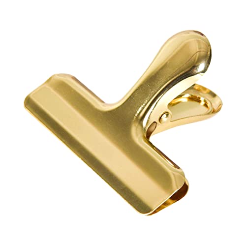 caralin Large Bull Clip Stainless Steel Paper Clamp Colorful Hinge Clips File Clip Office Supplies for Receipt Document Food Bag Gold