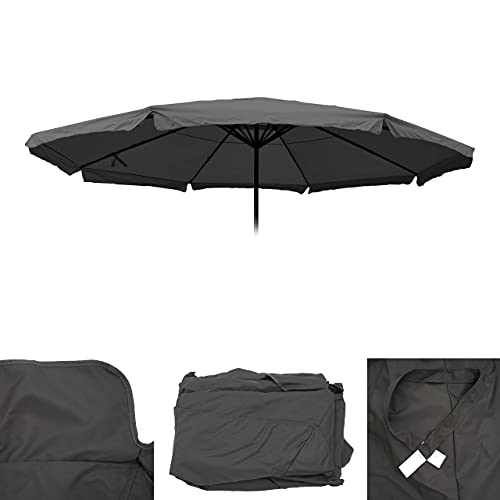 Ersatz-Bezug für Sonnenschirm Meran Pro, Gastronomie Marktschirm mit Volant Ø 5m, Polyester - anthrazit
