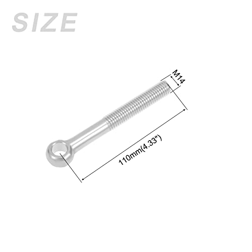 Image of METALLIXITY Shoulder Swing Lifting Bolt (M14x110mm) 1Pcs, 304 Stainless Steel Eye Bolts - for Home Renovation, Pipeline Gate Valves Fasteners, Silver