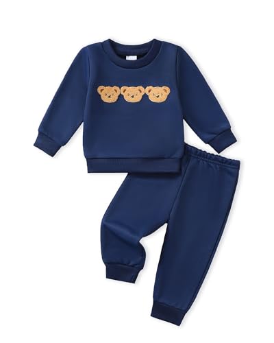 Image of NZRVAWS Toddler Baby Boy Clothes Infant Fall Winter Outfit Long Sleeve Pant Top Set 2Pcs Sweatshirt 0 Month-3 Years