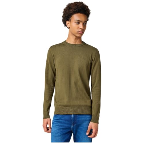 Wrangler Pull en Tricot pour homme, maillot de survêtement col rond en coton bleu marine