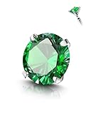 COCHARM G23 Titanium 5mm Replacement Ball for 14g Piercings Internal Threaded Emerald Green Cubic Zircon 5mm Screw in Ball for Tongue Ring, Top Part for Tongue Barbell