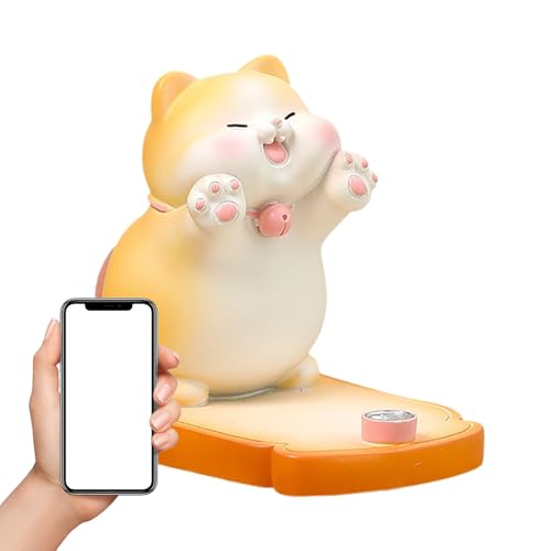 デスク電話ホルダー - 愛らしい猫の置物ドック、耐久性のあるモバイルスタンド、モダンなタブレットホルダー、装飾オーガナイザー、クリエイティブアクセサリー|ホームオフィスベッドルームの学習のための猫の置物電話ホルダー