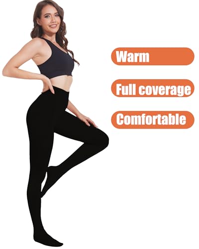 HeyUU Women's Ultra Warm Thin Fleece Lined Tights for Winter, Opaque Medium-Thick Thermal Tights Stockings 150D3