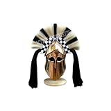 Greek Corinthian Plume Helmet | Medieval Hoplite Warrior Armor for Adults | Brass/Steel Spartan-Style Helmet with Horsehair Crest & Wooden Display Stand for Costume, LARP & Collectibles