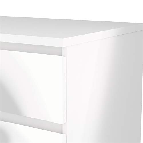 Pemberly Row Modern Contemporary 6 Drawer Wide Double Bedroom Dresser In White High Gloss #TOP6