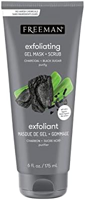 Freeman Polishing Charcoal & Black Sugar Facial Gel Mask+ Scrub, Purifies Skin, Not Over-Drying, Polishing Face Mask, Exfoliating, Removes Dead Skin, Cruelty-Free Skincare, 6 fl.oz./ 175 mL Tube
