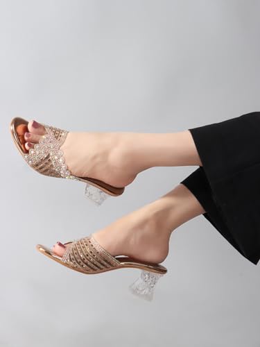 Image of Denill Women Wedding /Party Block Heel Slip-On Fashion Sandal for Women & Girls