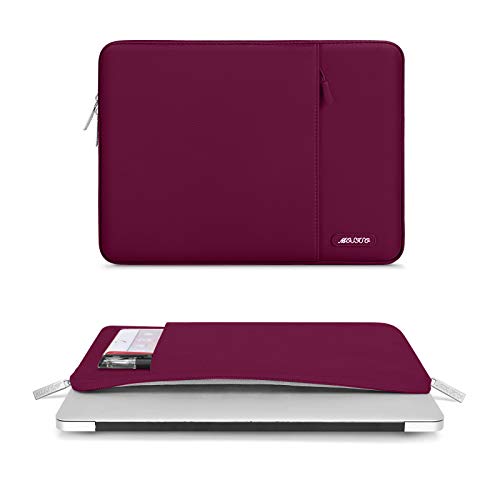 Image of MOSISO Laptop Case 14 inch, 14 inch Laptop Sleeve Compatible with HP Lenovo Dell ASUS Acer, HP Stream, Dell Latitude, Lenovo IdeaPad, Polyester Vertical Computer Sleeve Bag with Pocket, Wine Red